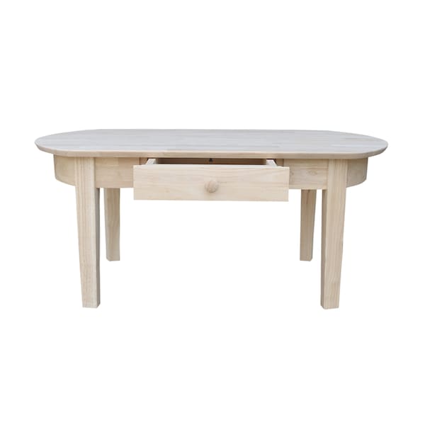 International Concepts Rectangle Philips Oval Coffee Table, 42 in W, 24 in L, 18 in H, Wood, Unfinished - OT-5C