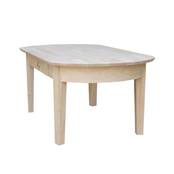 International Concepts Rectangle Philips Oval Coffee Table, 42 in W, 24 in L, 18 in H, Wood, Unfinished - OT-5C