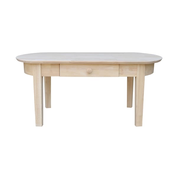 International Concepts Rectangle Philips Oval Coffee Table, 42 in W, 24 in L, 18 in H, Wood, Unfinished - OT-5C