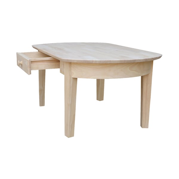 International Concepts Rectangle Philips Oval Coffee Table, 42 in W, 24 in L, 18 in H, Wood, Unfinished - OT-5C