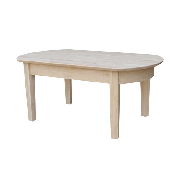International Concepts Rectangle Philips Oval Coffee Table, 42 in W, 24 in L, 18 in H, Wood, Unfinished - OT-5C