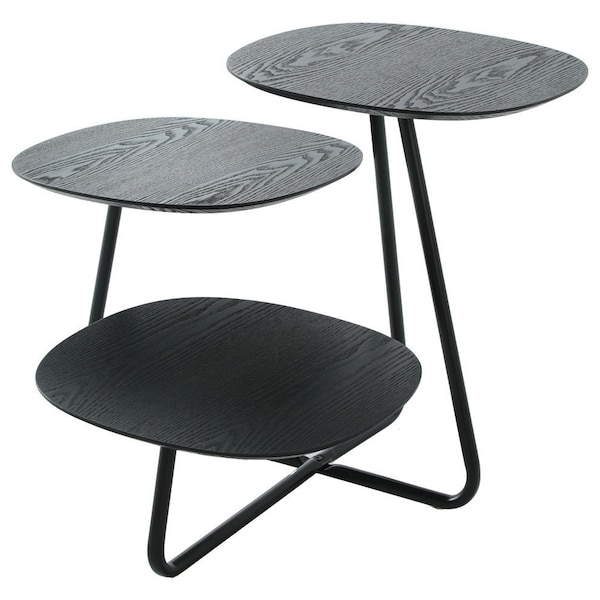 Leisuremod Square 27.2 in W, 20.1 in L, Manufactured Wood/Steel, Black - HT25BL