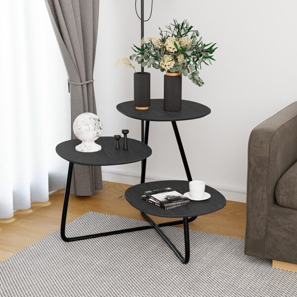 Leisuremod Square 27.2 in W, 20.1 in L, Manufactured Wood/Steel, Black - HT25BL