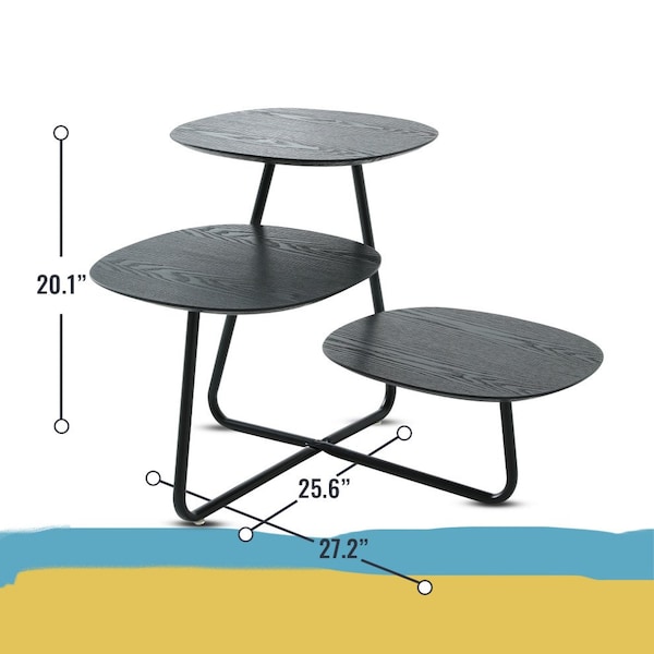 Leisuremod Square 27.2 in W, 20.1 in L, Manufactured Wood/Steel, Black - HT25BL