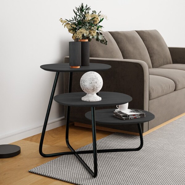 Leisuremod Square 27.2 in W, 20.1 in L, Manufactured Wood/Steel, Black - HT25BL