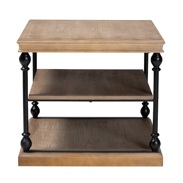 Baxton Studio End Table, 28.1 W, 28.1 L, 25 H, Metal "Iron", MDF, Greywashed/Black - 223-12011-ZORO