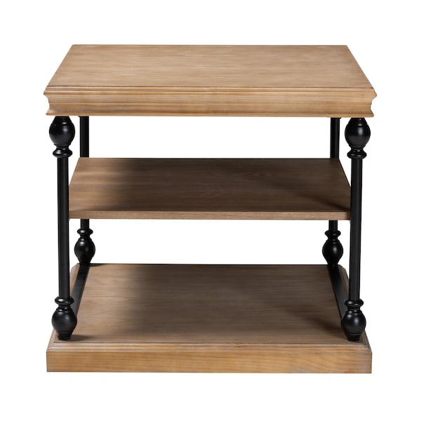 Baxton Studio End Table, 28.1 W, 28.1 L, 25 H, Metal "Iron", MDF, Greywashed/Black - 223-12011-ZORO