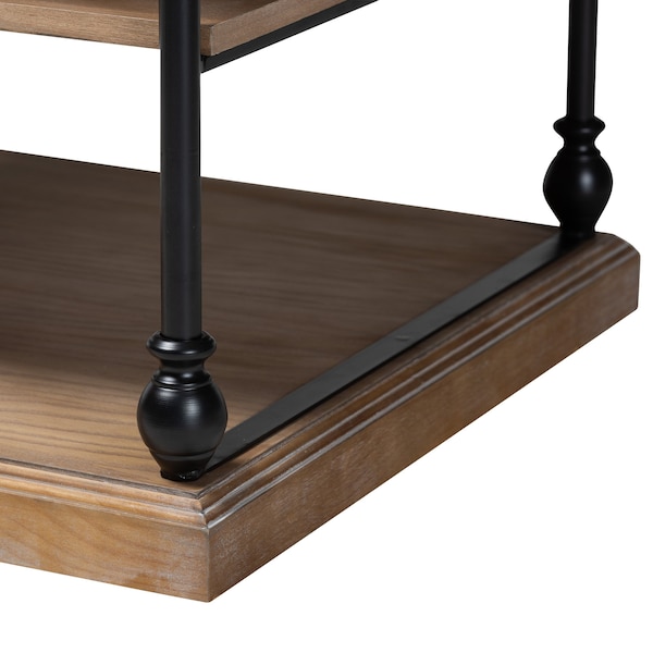 Baxton Studio End Table, 28.1 W, 28.1 L, 25 H, Metal "Iron", MDF, Greywashed/Black - 223-12011-ZORO