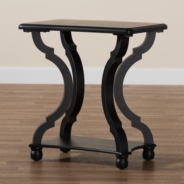 Baxton Studio End Table, 22 W, 15 L, 24 H, MDF, Firwood, Black - 222-12594-ZORO