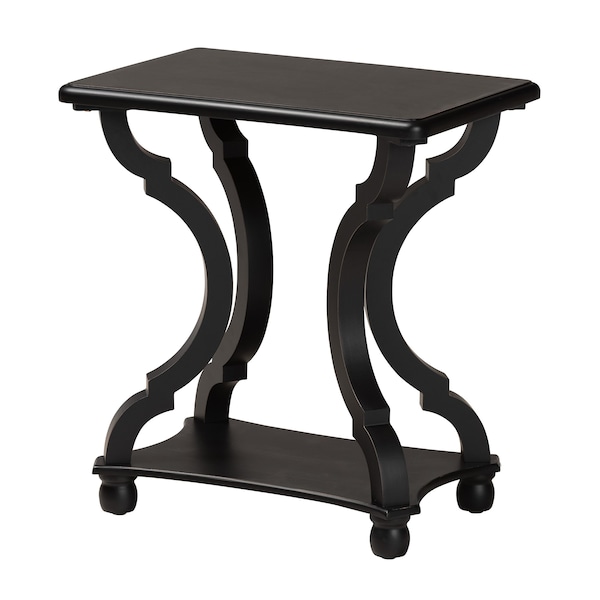 Baxton Studio End Table, 22 W, 15 L, 24 H, MDF, Firwood, Black - 222-12594-ZORO