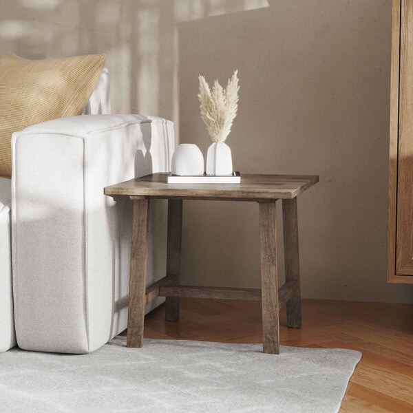 Flash Furniture Square 21.75 W, 21.75 L, Rubberwood (Parawood), Rustic Brown - LFS-4005-RSTBRN-GG
