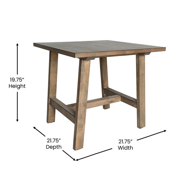 Flash Furniture Square 21.75 W, 21.75 L, Rubberwood (Parawood), Rustic Brown - LFS-4005-RSTBRN-GG