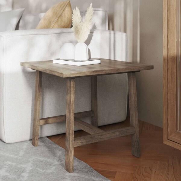 Flash Furniture Square 21.75 W, 21.75 L, Rubberwood (Parawood), Rustic Brown - LFS-4005-RSTBRN-GG
