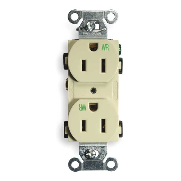 Tomacorriente doble Hubbell de 15A 125VAC 5-15R IV - BR15IWR