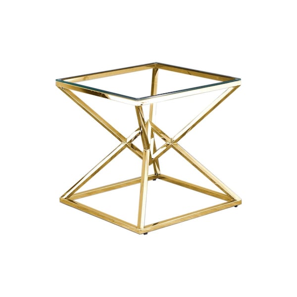 Best Master Furniture Clear Glass With Gold Plated Side Table - E50 GOLD PLATED