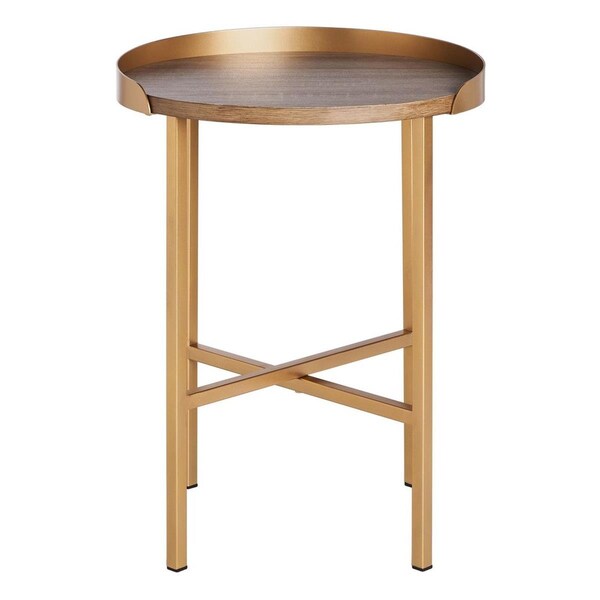 Safavieh Prague Round Side Table Light Grey Oak & Gold - ACC4208A