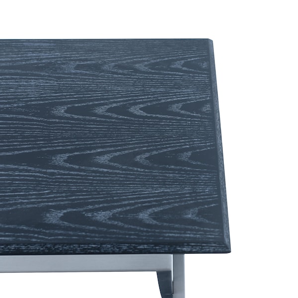 Armen Living Westlake Black Veneer End Table with Brushed Stainless Steel Frame - LCPDLABLBS