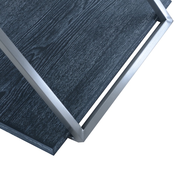 Armen Living Westlake Black Veneer End Table with Brushed Stainless Steel Frame - LCPDLABLBS