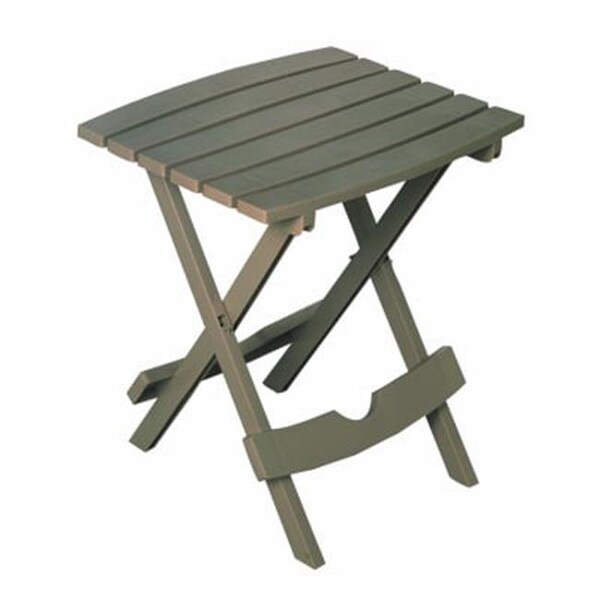 Adams Adams 227466 17.5 x 15 in. Quik Fold Portable Resin Side Table - Gray - 227466