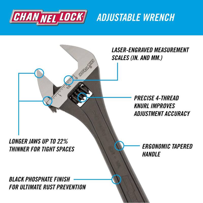 Llave ajustable de 10 pulgadas con revestimiento de fósforo negro - 810NW