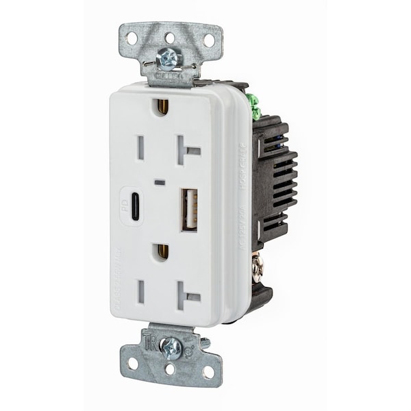 Bryant USB Receptacle RCPT DUP 20A 125V USB AC PD Blanco - USBB20ACPDW