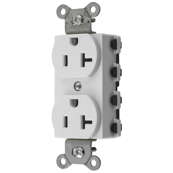 Dispositivos de Hoja Recta de Hubbell Wiring Device-Kellems, Receptáculos, Dúplex, SNAPConnect, 20A 125V, 2 Polos 3 Hilos a Tierra, 5-20R, Nylon, Blanco, Estados Unidos - SNAP5362WNA