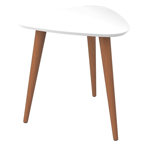 Manhattan Comfort Triangle Utopia High Triangle End Table in White Gloss, 20.07 W, 18.89 L, 19.68 H, MDF, White Gloss - 89851