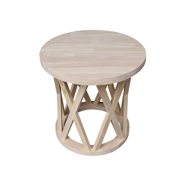 International Concepts Round Ceylon End Table, 24 in W, 24 in L, 24 in H, Wood, Unfinished - OT-46ER