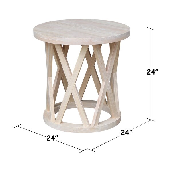 International Concepts Round Ceylon End Table, 24 in W, 24 in L, 24 in H, Wood, Unfinished - OT-46ER
