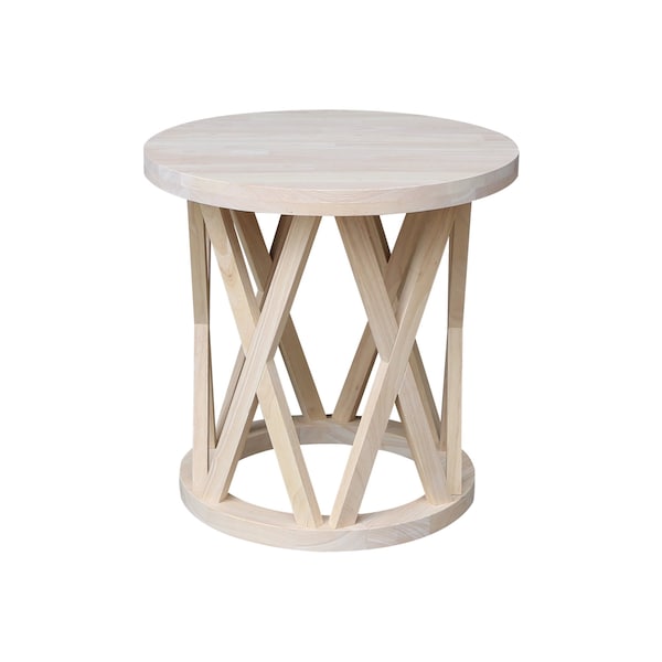 International Concepts Round Ceylon End Table, 24 in W, 24 in L, 24 in H, Wood, Unfinished - OT-46ER