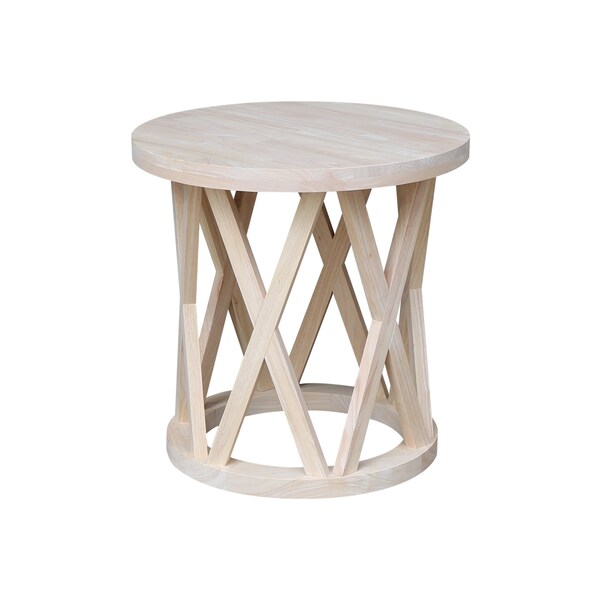 International Concepts Round Ceylon End Table, 24 in W, 24 in L, 24 in H, Wood, Unfinished - OT-46ER