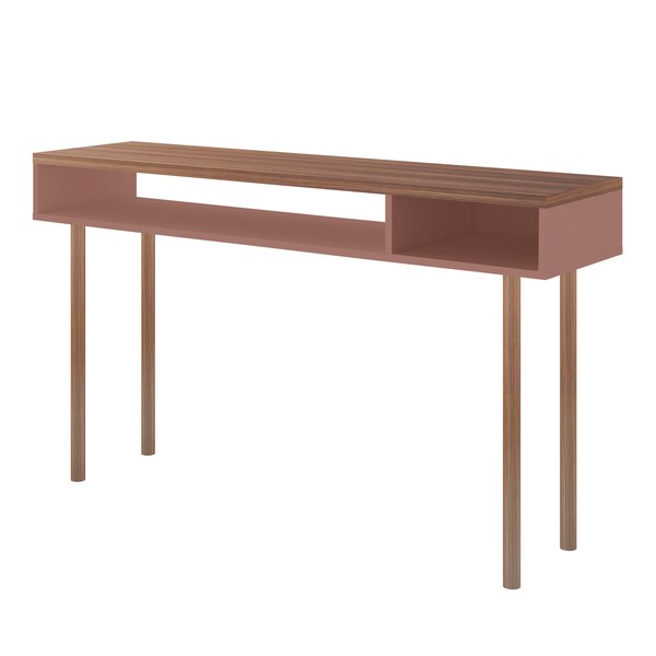 Manhattan Comfort Rectangle Windsor 47.24 Console Accent Table in Ceramic Pink and Nature, 47.24 W, 14.17 L, 30.71 H - 4LC2