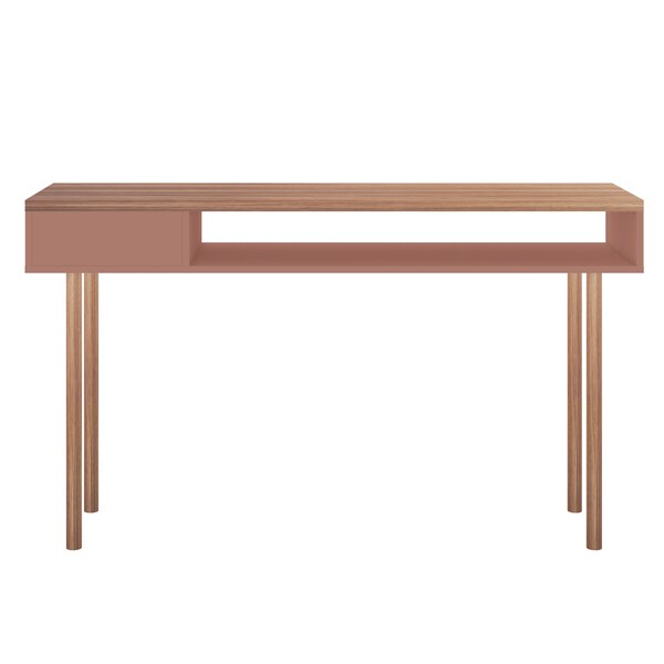 Manhattan Comfort Rectangle Windsor 47.24 Console Accent Table in Ceramic Pink and Nature, 47.24 W, 14.17 L, 30.71 H - 4LC2