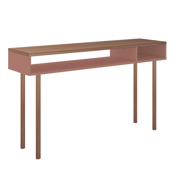 Manhattan Comfort Rectangle Windsor 47.24 Console Accent Table in Ceramic Pink and Nature, 47.24 W, 14.17 L, 30.71 H - 4LC2
