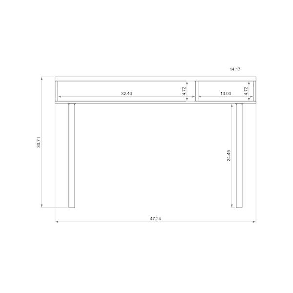Manhattan Comfort Rectangle Windsor 47.24 Console Accent Table in Grey and Nature, 47.24 W, 14.17 L, 30.71 H, Nature - 4LC3