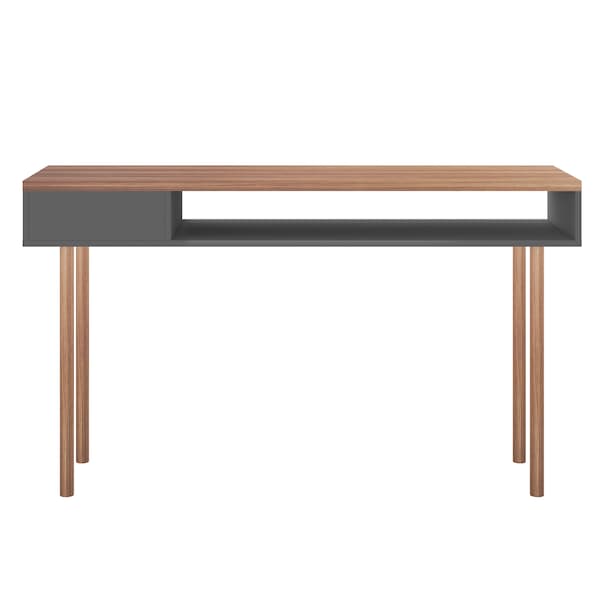 Manhattan Comfort Rectangle Windsor 47.24 Console Accent Table in Grey and Nature, 47.24 W, 14.17 L, 30.71 H, Nature - 4LC3