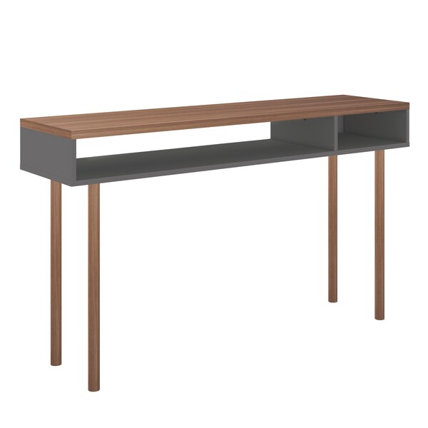 Manhattan Comfort Rectangle Windsor 47.24 Console Accent Table in Grey and Nature, 47.24 W, 14.17 L, 30.71 H, Nature - 4LC3