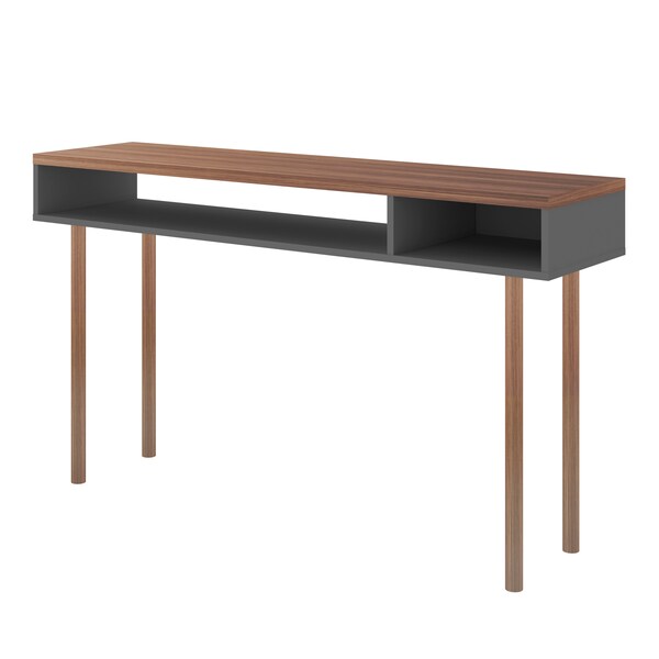 Manhattan Comfort Rectangle Windsor 47.24 Console Accent Table in Grey and Nature, 47.24 W, 14.17 L, 30.71 H, Nature - 4LC3