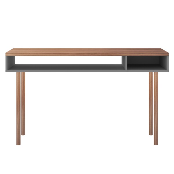Manhattan Comfort Rectangle Windsor 47.24 Console Accent Table in Grey and Nature, 47.24 W, 14.17 L, 30.71 H, Nature - 4LC3