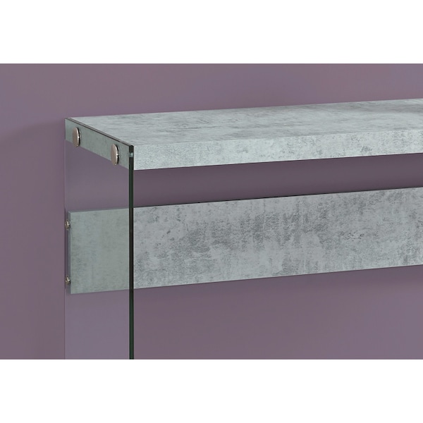 Monarch Specialties Accent Table - 44"L / Grey Cement / Tempered Glass - I 3232