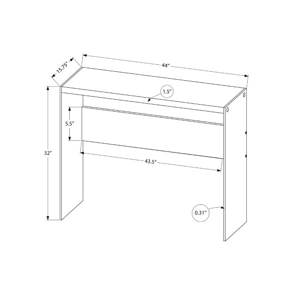 Monarch Specialties Accent Table - 44"L / Grey Cement / Tempered Glass - I 3232