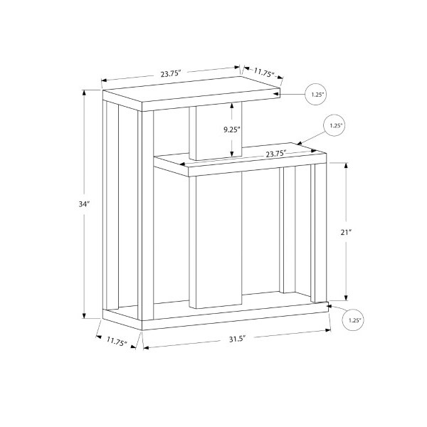 Monarch Specialties Accent Table - 32"L / Dark Taupe Hall Console - I 2472
