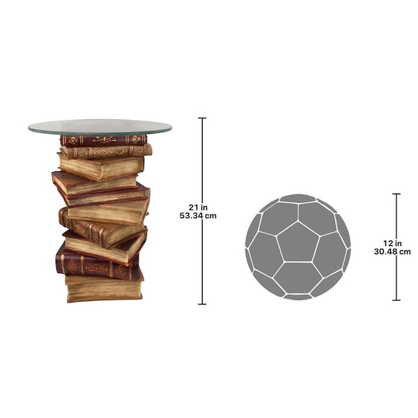 Design Toscano Power of Books Sculptural Glass-Topped Side Table - NG32069