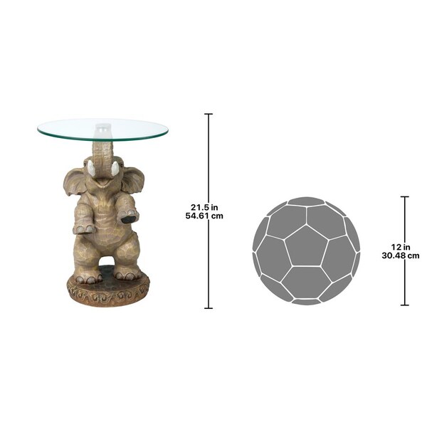 Design Toscano Good Fortune Elephant Sculpture Glass-Topped Table - EU32144