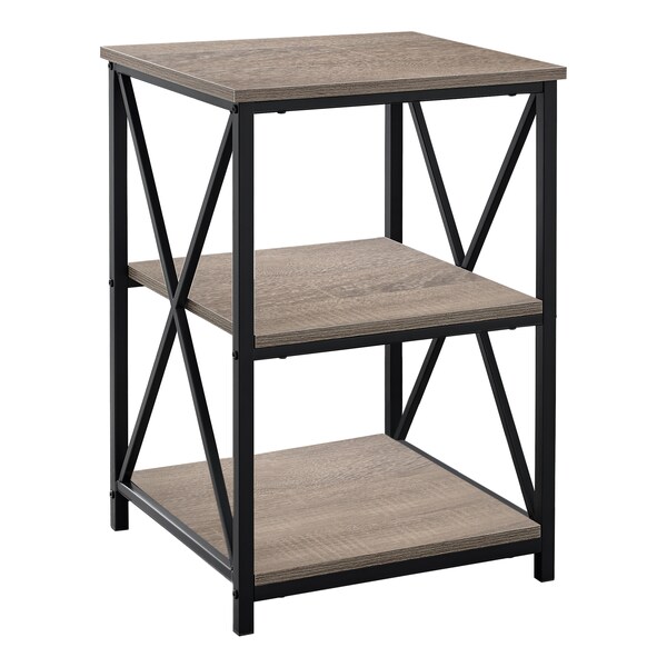 Monarch Specialties Accent Table - 26"H / Dark Taupe / Black Metal - I 3597