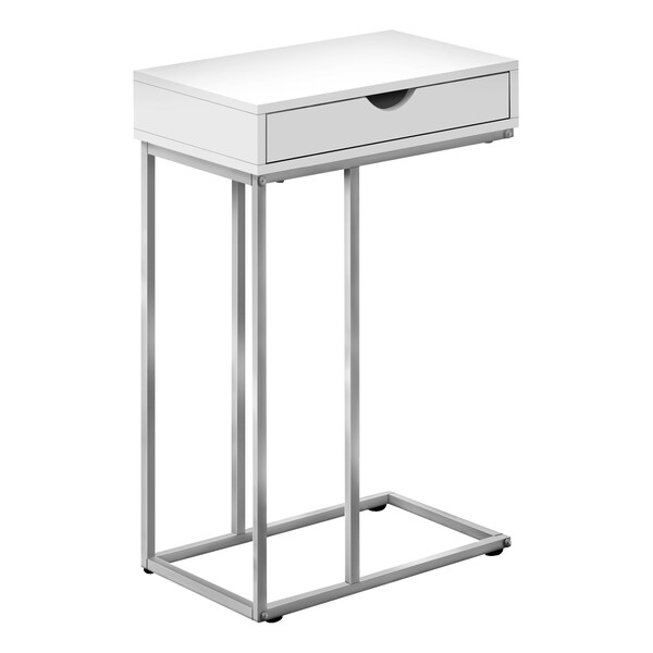 Monarch Specialties Side Table, 15.75 W, 24 H, Particle Board, Metal, White - I 3774