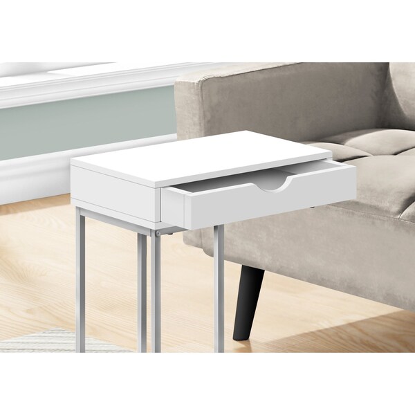Monarch Specialties Side Table, 15.75 W, 24 H, Particle Board, Metal, White - I 3774