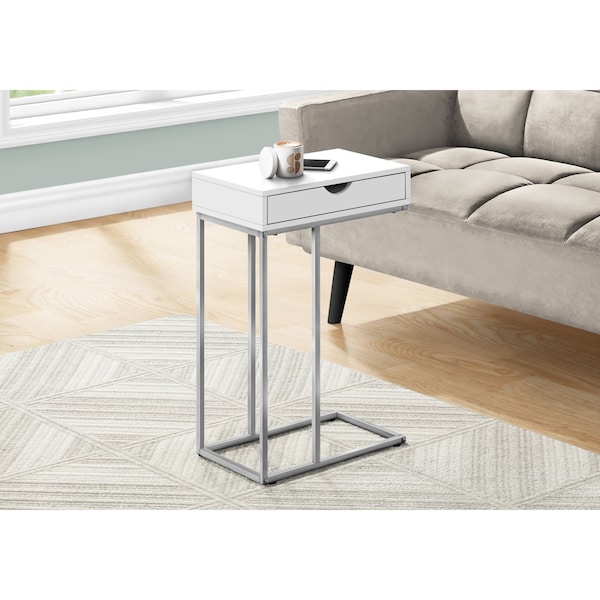 Monarch Specialties Side Table, 15.75 W, 24 H, Particle Board, Metal, White - I 3774