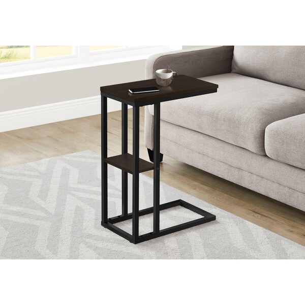 Monarch Specialties End Table, 18.25 W, 25.25 H, Particle Board, Metal, Espresso - I 3670