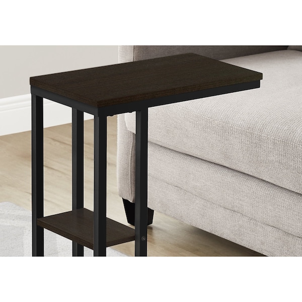 Monarch Specialties End Table, 18.25 W, 25.25 H, Particle Board, Metal, Espresso - I 3670